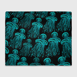 Плед флисовый Неоновые медузы, цвет: 3D-велсофт