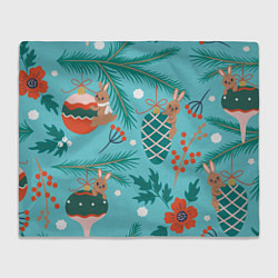 Плед флисовый Кролики на ёлочке, цвет: 3D-велсофт