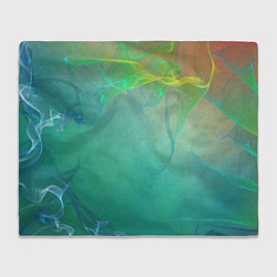 Плед флисовый Абстрактный дизайн зеленые всполохи, цвет: 3D-велсофт