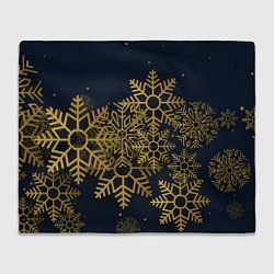 Плед флисовый Золотые снежинки, цвет: 3D-велсофт