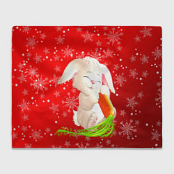 Плед флисовый Весёлый кролик с морковкой, цвет: 3D-велсофт