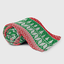Плед флисовый Зимний вязанный фон с елочками, цвет: 3D-велсофт — фото 2