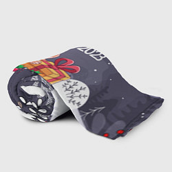 Плед флисовый Зайка с новогодним подарком, цвет: 3D-велсофт — фото 2