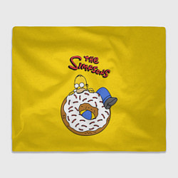 Плед флисовый Гомер Симпсон ест пончик, цвет: 3D-велсофт