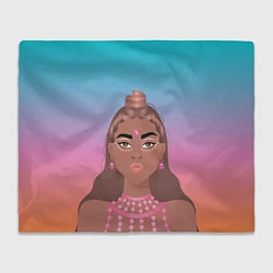 Плед флисовый Девушка с фестиваля коачелла, цвет: 3D-велсофт