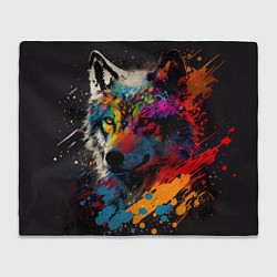Плед флисовый Волк, яркие цвета, цвет: 3D-велсофт