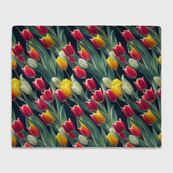 Плед флисовый Много тюльпанов, цвет: 3D-велсофт