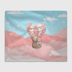 Плед флисовый Мишки летят на воздушном шаре, цвет: 3D-велсофт