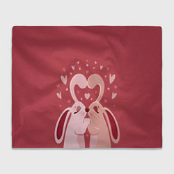 Плед флисовый Зайчики на День святого валентина, цвет: 3D-велсофт