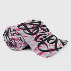 Плед флисовый Черно-розовая каллиграфия, цвет: 3D-велсофт — фото 2