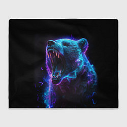 Плед флисовый Свирепый неоновый медведь, цвет: 3D-велсофт