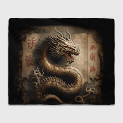 Плед флисовый Китайский дракон с открытой пастью, цвет: 3D-велсофт