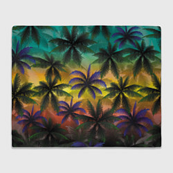 Плед флисовый Кроны пальм, Багамы, цвет: 3D-велсофт