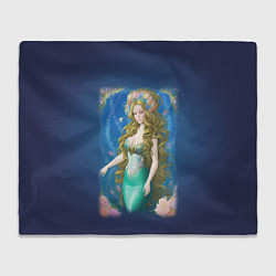 Плед флисовый Фэнтези женщина русалка с цветами, цвет: 3D-велсофт