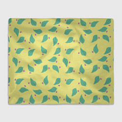 Плед флисовый Лист и букашка на желтом фоне орнамент, цвет: 3D-велсофт
