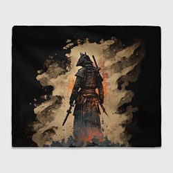 Плед флисовый Самурай на бежевом фоне, цвет: 3D-велсофт