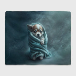 Плед флисовый Милый щенок в одеяле, цвет: 3D-велсофт