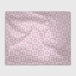 Плед флисовый Pink flower checkers, цвет: 3D-велсофт