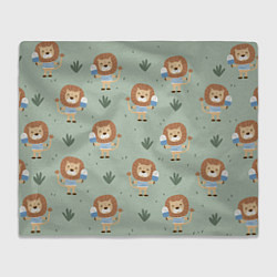 Плед флисовый Лев в матроске - паттерн, цвет: 3D-велсофт