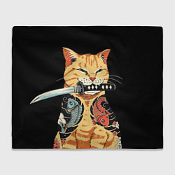 Плед флисовый Yakuza tattoo cat, цвет: 3D-велсофт