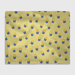 Плед флисовый Картофель фри - паттерн: желтый, цвет: 3D-велсофт