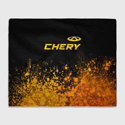 Плед флисовый Chery - gold gradient: символ сверху, цвет: 3D-велсофт