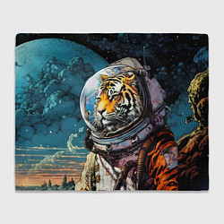 Плед флисовый Тигр космонавт на далекой планете, цвет: 3D-велсофт