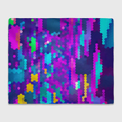 Плед флисовый Шестиугольники неонового цвета, цвет: 3D-велсофт