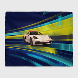 Плед флисовый Спорткар Porsche в движении, цвет: 3D-велсофт