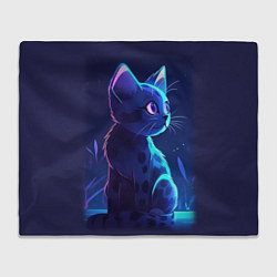 Плед флисовый Рисованный котенок, цвет: 3D-велсофт