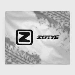 Плед флисовый Zotye speed на светлом фоне со следами шин: надпис, цвет: 3D-велсофт