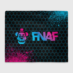 Плед флисовый FNAF - neon gradient: надпись и символ, цвет: 3D-велсофт
