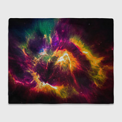 Плед флисовый Небула в космосе разноцветная - нейронная сеть, цвет: 3D-велсофт