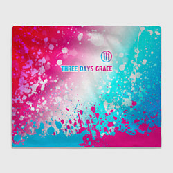 Плед флисовый Three Days Grace neon gradient style: символ сверх, цвет: 3D-велсофт