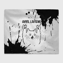 Плед флисовый Avril Lavigne рок кот на светлом фоне, цвет: 3D-велсофт
