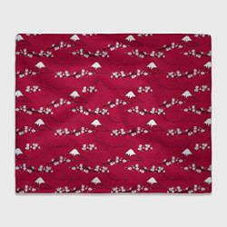 Плед флисовый Японский паттерн - цветение сакуры, цвет: 3D-велсофт