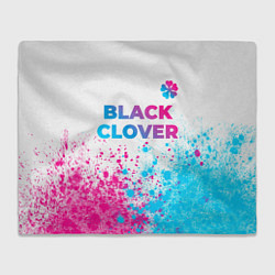 Плед флисовый Black Clover neon gradient style: символ сверху, цвет: 3D-велсофт
