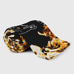 Плед флисовый Queen рок кот и огонь, цвет: 3D-велсофт — фото 2