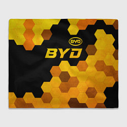 Плед флисовый BYD - gold gradient: символ сверху, цвет: 3D-велсофт