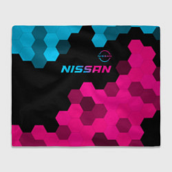 Плед флисовый Nissan - neon gradient: символ сверху, цвет: 3D-велсофт