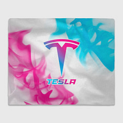 Плед флисовый Tesla neon gradient style, цвет: 3D-велсофт