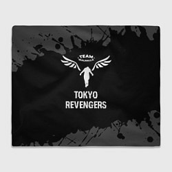 Плед флисовый Tokyo Revengers glitch на темном фоне, цвет: 3D-велсофт