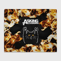 Плед флисовый Asking Alexandria рок кот и огонь, цвет: 3D-велсофт