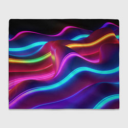 Плед флисовый Неоновые волны фиолетового оттенка, цвет: 3D-велсофт