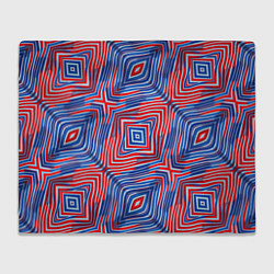Плед флисовый Красно-синие абстрактные полосы, цвет: 3D-велсофт