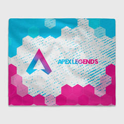 Плед флисовый Apex Legends neon gradient style: надпись и символ, цвет: 3D-велсофт