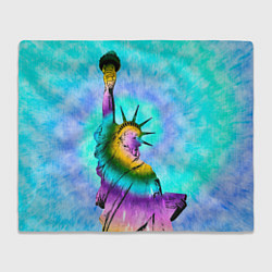 Плед флисовый Тай дай статуя свободы, цвет: 3D-велсофт