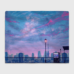 Плед флисовый Город и красочное небо, цвет: 3D-велсофт