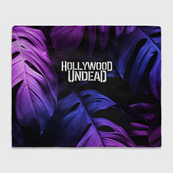 Плед флисовый Hollywood Undead neon monstera, цвет: 3D-велсофт