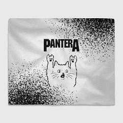 Плед флисовый Pantera рок кот на светлом фоне, цвет: 3D-велсофт